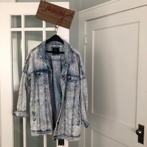 Oversized distressed acid denim jacket